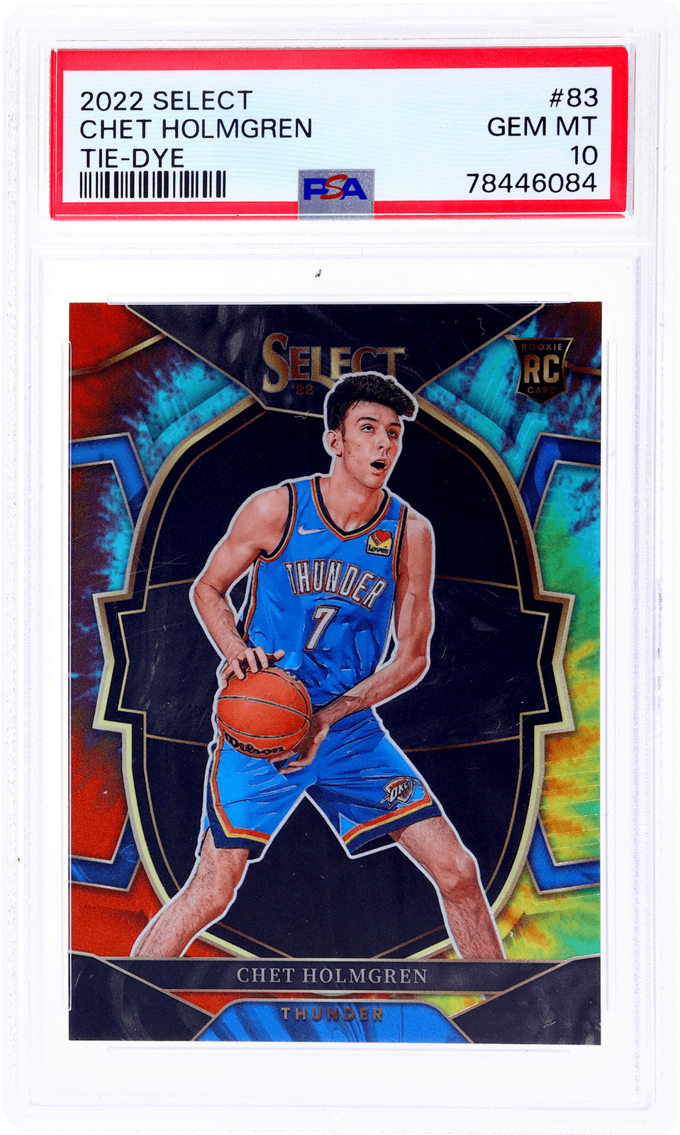 2022 Panini Select Chet Holmgren Concourse Tie-Dye Prizm /25 PSA 10 Rookie RC