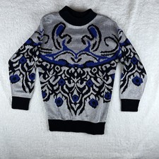 Vtg 80s Fortune Knits Inc Womens Medium Acrylic Crewneck Sweater Ugly 3D NYE