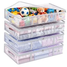 4pcs 90L Under Bed Storage Containers Bins Clear Closet Underbed Organizers