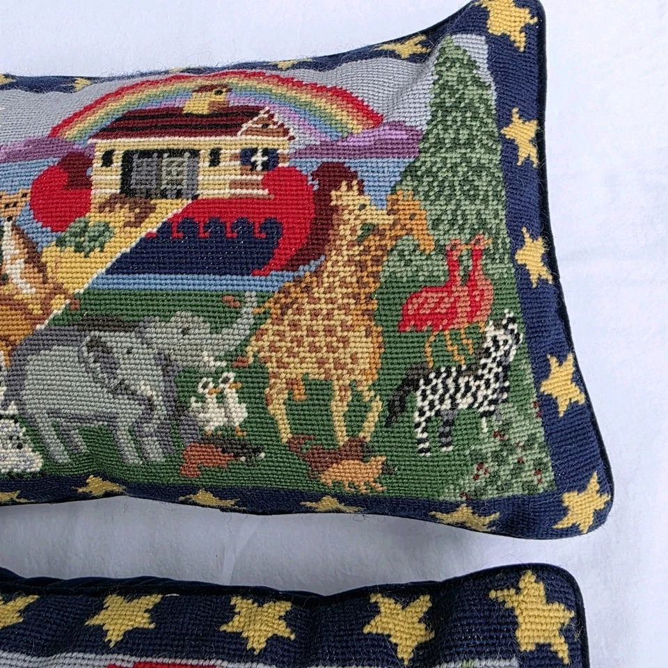 Arca de Noé LANA Almohadas de punta de aguja 12x16 Guardería Biblia Animales Niños Decoración Foto 4 de 4