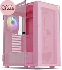 AL800 Mid Tower ATX PC Computer Case - Door Opening Design Tempered Glass, Adjus