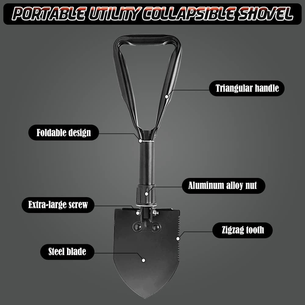 Portable Folding Camping Shovel 18.5in Carbon Steel Lightweight Mini Trowel