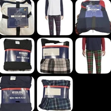 George Men's Raglan  Or Mission Ridge Thermal Top/fleece  Pant PJ Set M, XL, 2XL