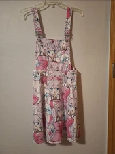 Cat Girl Overall Dress M All Over Print ROMWE Cartoon Graphic Casual E-Girl 