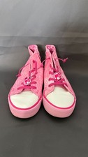 Barbie Pink High-Top Sneakers With Logo Print White Toe Cap Size 1 Non-Leather