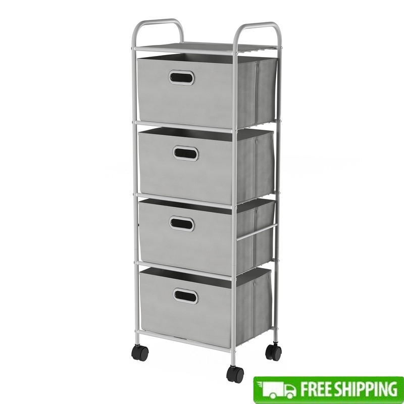 4-Drawer Fabric Dresser Cart for Home Office Dorm Storage Organizer