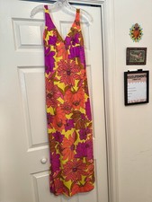 1960s Catalina Neon Floral Swim Dress Size 8 Psychedelic Flower Power California