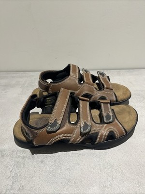 Maine braune Leder Obermaterial Sandalen mit Klettverschluss UK9