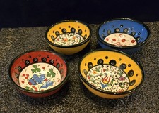 NIMET Gorgeous hand made in Turkey 3"x 1.5" bowls Signed, Set Of 4 Dipping Bowls