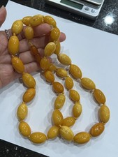 Antique Butterscotch Baltic Amber Necklace 82 Grams Graduated Beads Natural