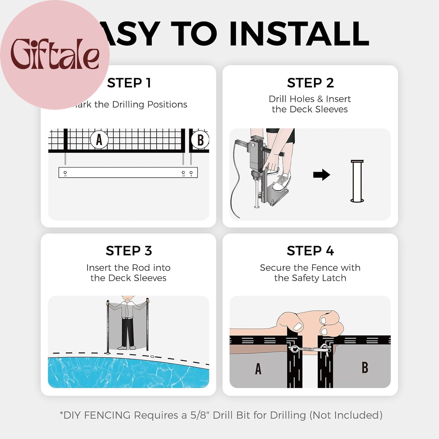 4 Ft. X 15 Ft. DIY Pool Safety Fence, Child & Pet Backyard Barrier, Temporary Me