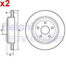2X Brake Disc DELPHI Fits JEEP Grand Cherokee IV BUICK Envision 68035022AB