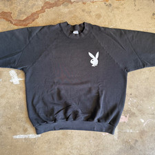 80s VINTAGE PLAYBOY MAGAZINE BLACK RAGLAN SWEATSHIRT SZ M PLAYBOY BUNNY SHIRT