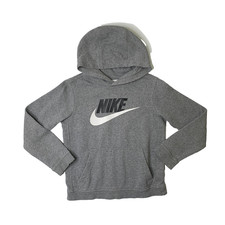 Nike Hoodie Boys Youth L Large Grey Sportswear Club Fleece Cotton Blend Pullover