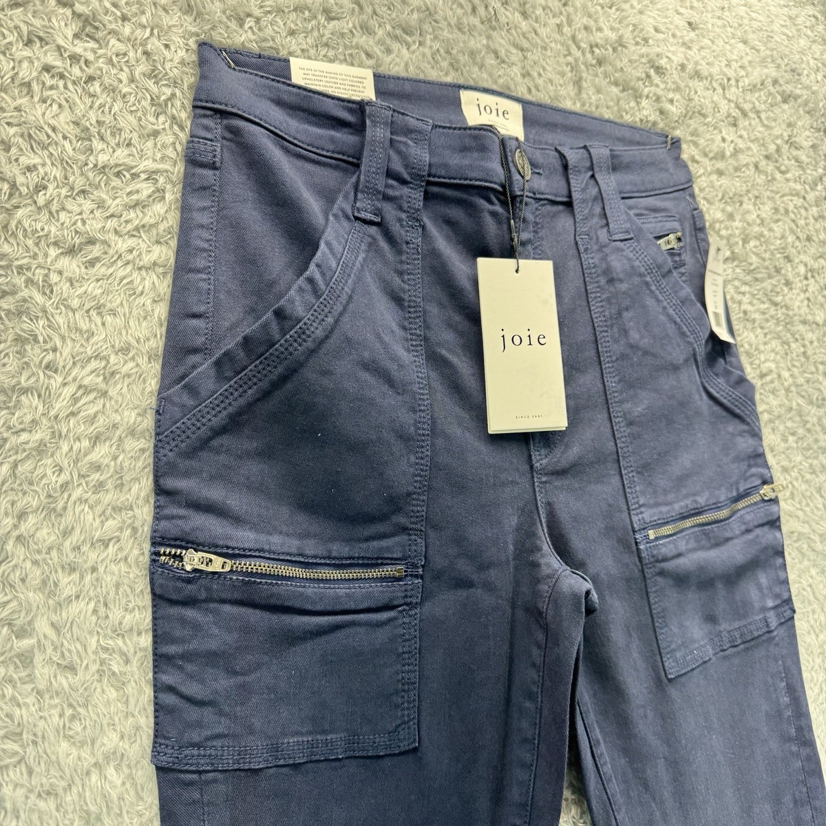 NWT Joie High Rise Park Skinny G Pants Navy Blue Utility Zip MSRP $228 Size 28 View 3