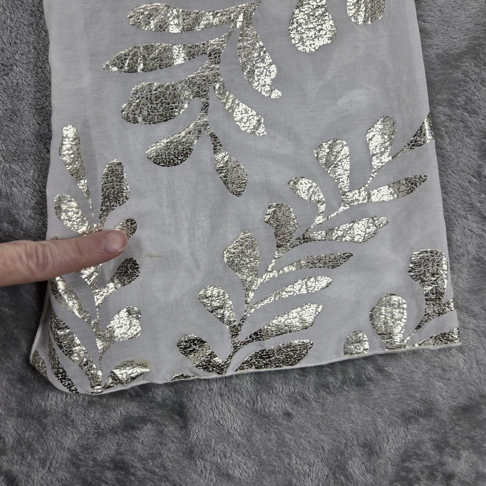 Túnica de playa Hale Bob Top para mujer M blanca mezcla de seda metálica hoja dorada cabaña Foto 4 de 4