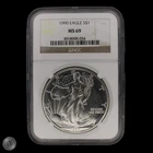 1990 American Silver Eagle NGC MS69 Brown Label -E357