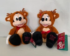 Disney 2025 Christmas Holiday Mickey & Minnie Mouse Reindeer 15” Plush NWT