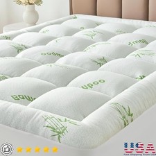Breathable Mattress Topper Bamboo Viscose Plush Pillow Top Deep Pocket Washable