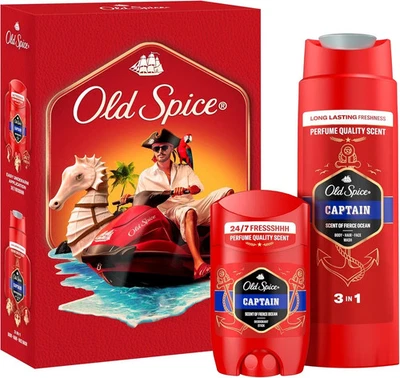 BRANDED Old Spice Captain Gift Set for Men with Captain Deodorant Stick and Shower Gel