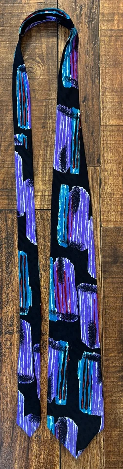 Corbata ancha LDM Italia vintage abstracta años 90 100 % seda hecha en Italia Foto 3 de 4