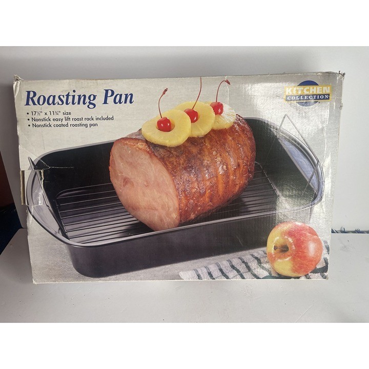 Kitchen Collection Nonstick Roasting Pan Black New Open Box 17.5"x11.75"