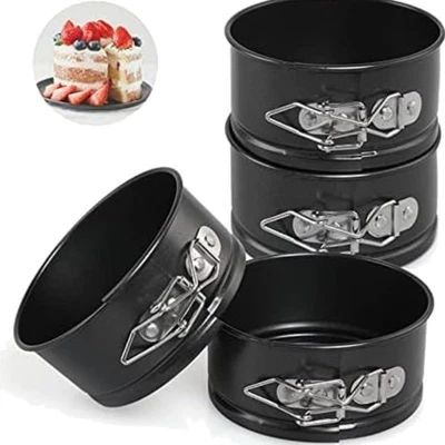 Klein Springform Set 4 Stück 10cm runde Antihaft Backformen mit abnehmbaren B... - Bild 1 von 4
