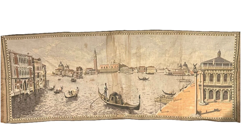 "Tapiz italiano de colección Venecia Venecia Venecia góndolas decoración de pared corredor de mesa 51 x 19""" Foto 2 de 4