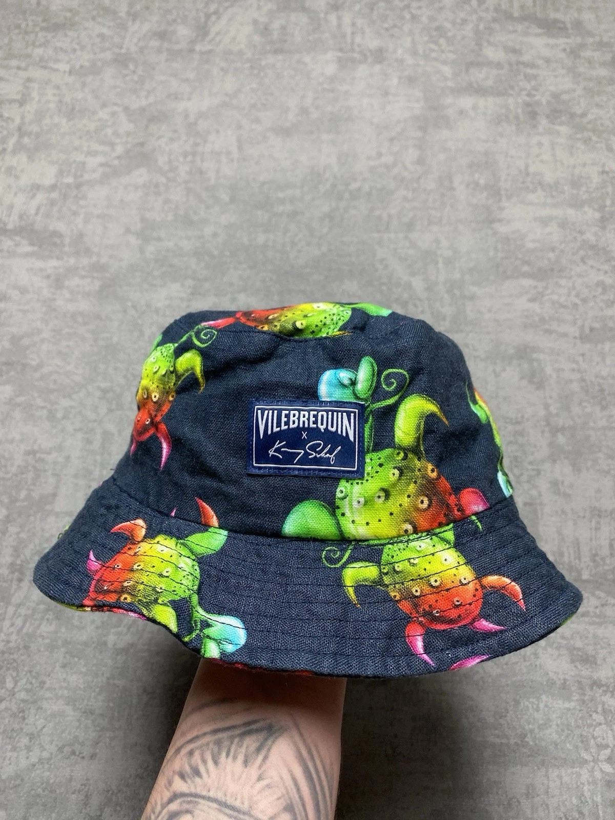 Vilebrequin x Kenny Scharf Turtle Bucket Hat Linen Unisex Sun Cap