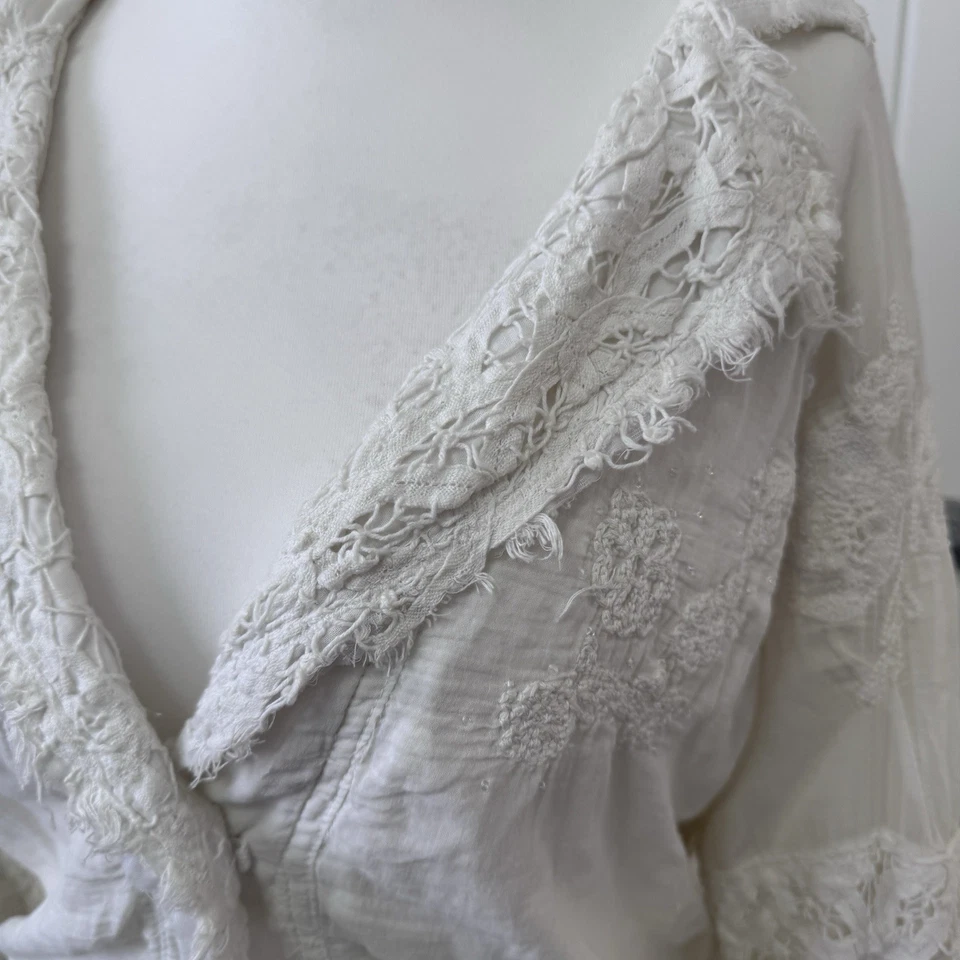 Da-Nang 100% Cotton Women’s Light Jacket White Size M Very Good Condition Boho - Изображение 3 из 4