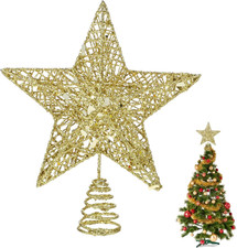 Christmas Tree Topper Glittering Gold Hollow Small Star Mini Christmas Tree Deco