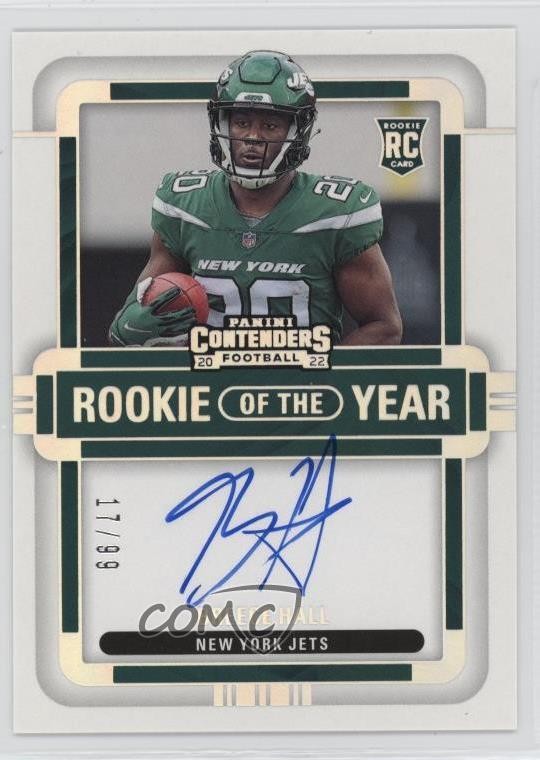 2022 Panini Contenders Rookie of the Year RPS 17/99 Breece Hall Auto RC 0wl1