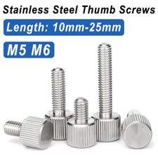 A2 Stainless Steel Knurled Thumb Screws M5 M6 Flat Head Thumbscrew Bolts 10-25mm