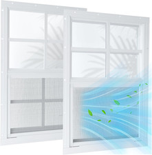 2 Pack 12"X18" Sliding Shed Windows, Chicken Coop Windows - White Flush Mount W/