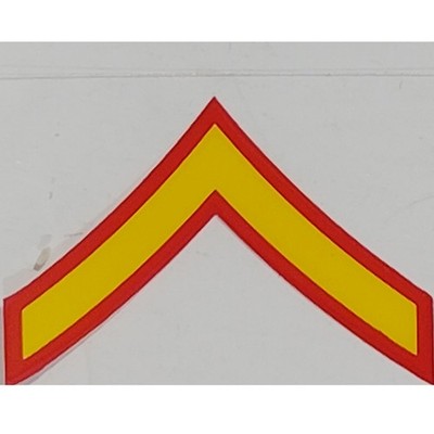 USMC Private First Class (E-2) Decal  2'' x 1.25'' Mylar Vinyl   Red & Gold, DE2 M