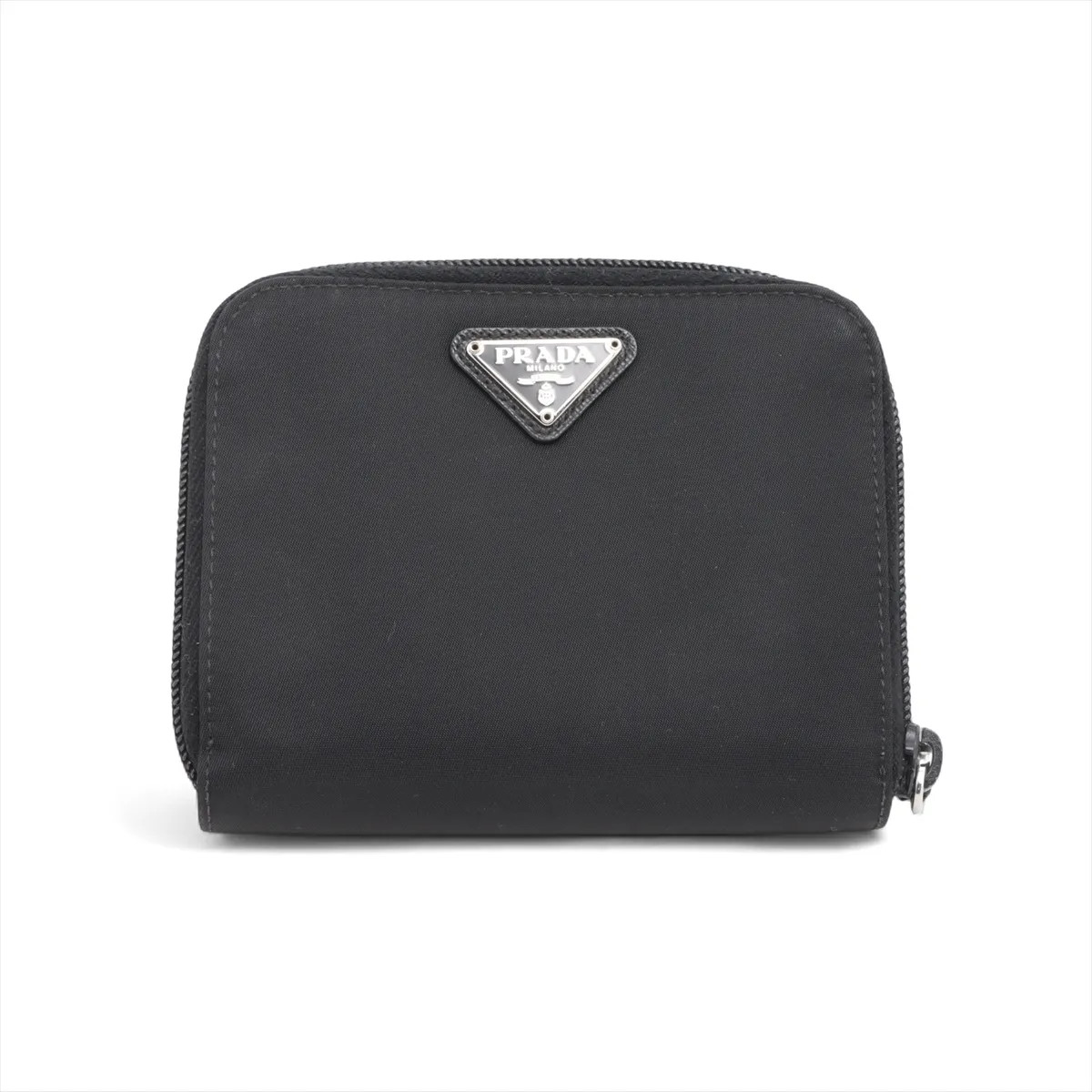 Prada Tessuto Nylon Compact Wallet Black M605