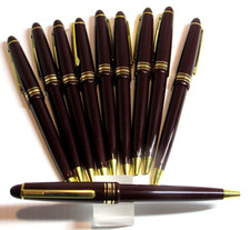 LOT OF 10 RED/GT Terzetti "The 163" Ballpoint Pen-Click top/lightweight-BLUE INK