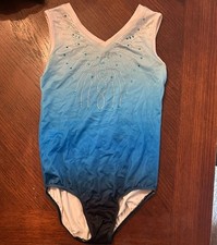 Youth Blue Ombre Practice Leotard with Rhinestones Size: Y-Large