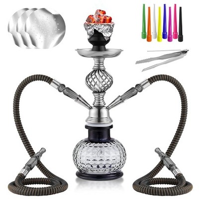 12'' Hookah Set 2 Hose Hookah Set With Everything - Modern Shisha Hookah Glass V