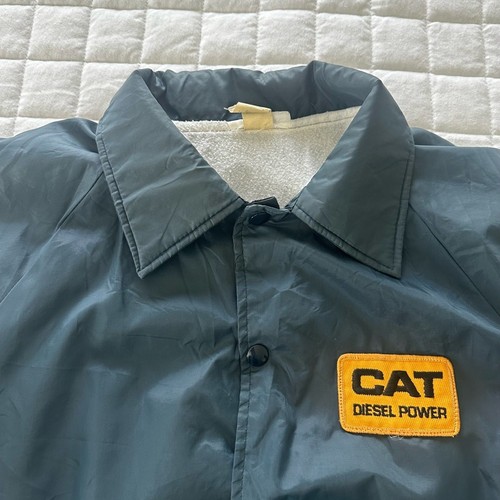 Vintage 80s Mens Jacket Cat Diesel Power Blue Gray Windbreaker Coach Snap MEDIUM - Picture 3 of 12