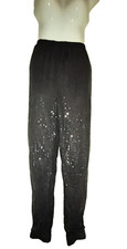 Black Sequin Pants Full-Length Fitted Sparkle Style Size M W005