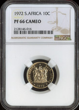 1972 South Africa 10 Cents NGC PF66 Cameo Quality