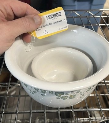Set of 2 Corelle Callaway Green Ivy Swirl Bowls 7.25'' Soup Cereal A2 Bv