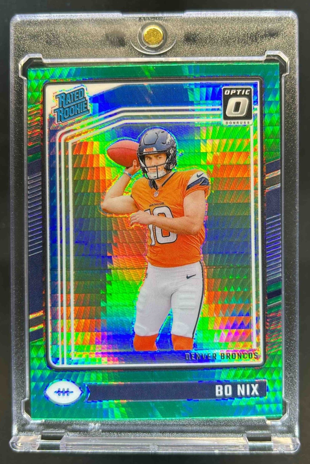 2024 Donruss Optic Bo Nix Green Hyper Rated Rookie #209 Broncos