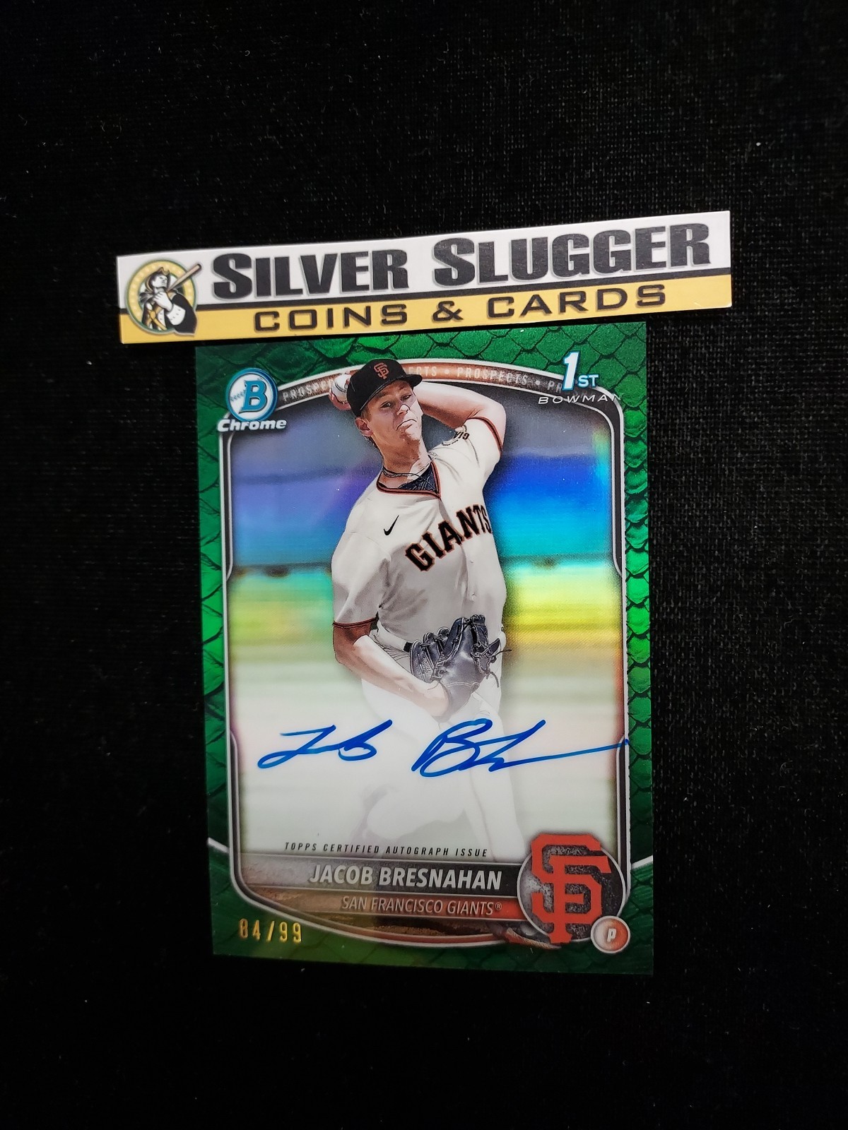 2025 Jacob Bresnahan 1st Bowman Chrome Auto Green Reptilian /99 #CPA-JBR Giants