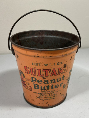 Sultana Peanut Butter Tin Original 1 lb Atlantic & Pacific Tea Co. Advertising