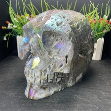 13.8LB 7.2" Electroplate/Aura Sphalerite Druzy Skull Crystal Quartz Reiki 