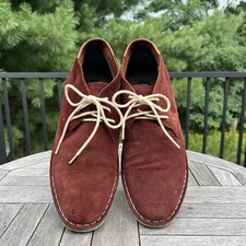 Kenneth Cole Reaction Chukka Boots Mens Size 9 Real Deal Suede Wine Tan Laces
