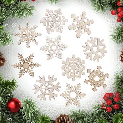 10x verschiedene Holzornamente Ornament Xmas Pieces Verzierungen DIY Craft
