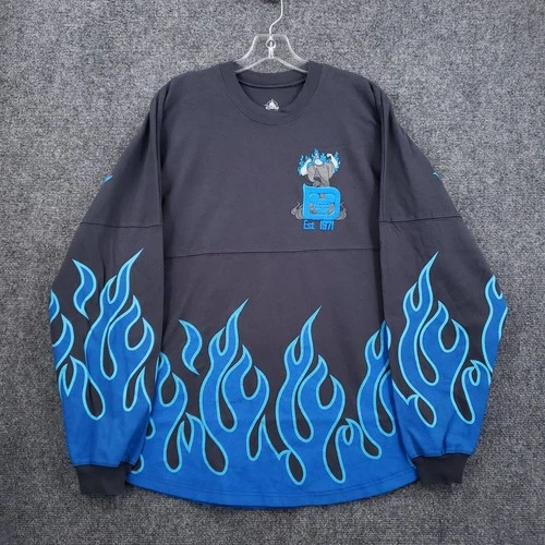 Walt Disney World Hades Spirit Jersey Mens L Large Gray Blue Flames Sweatshirt